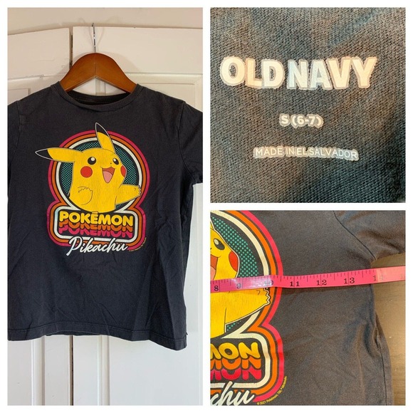 Old Navy Pokémon Pikachu‎ T Shirt Boys Size Small 6-7 Play Clothes Black READ - Picture 1 of 13